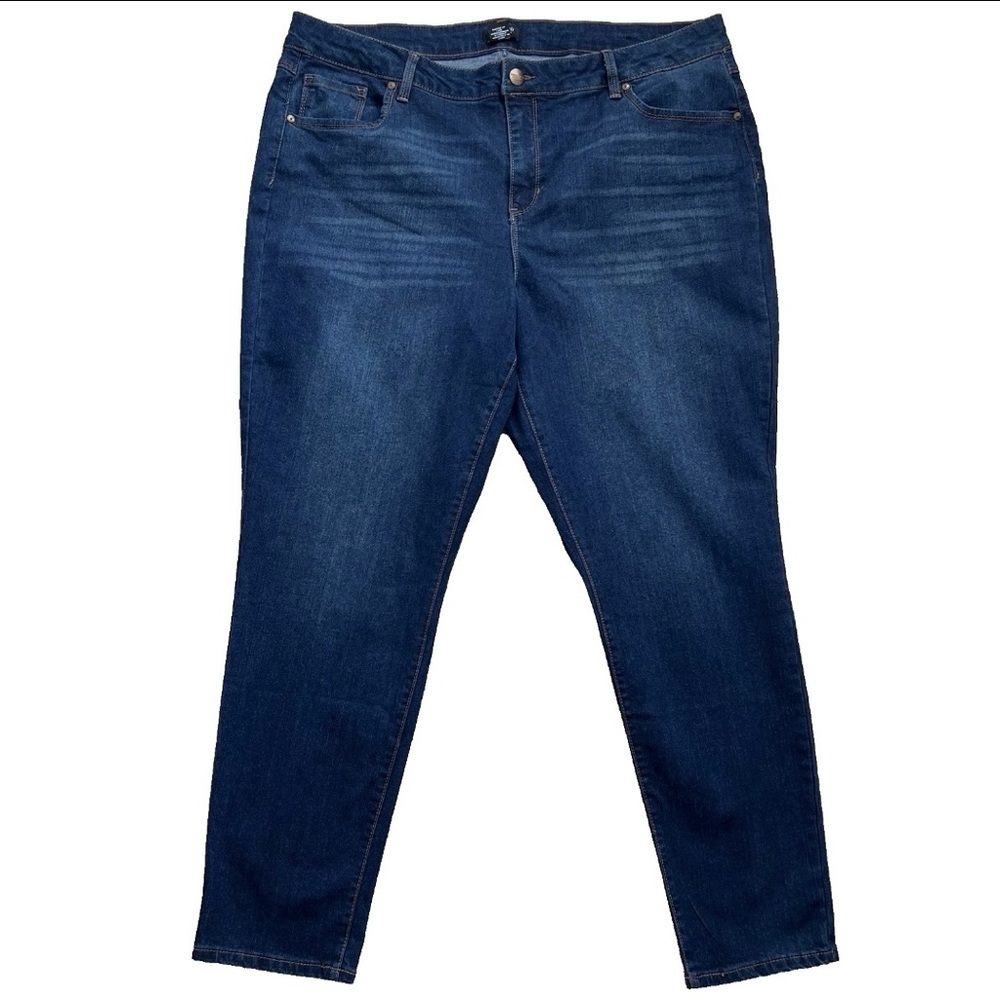 JONES & CO Womens SZ 20W High Rise Blue Denim Skinny Jeans Stretch Dark Wash EUC